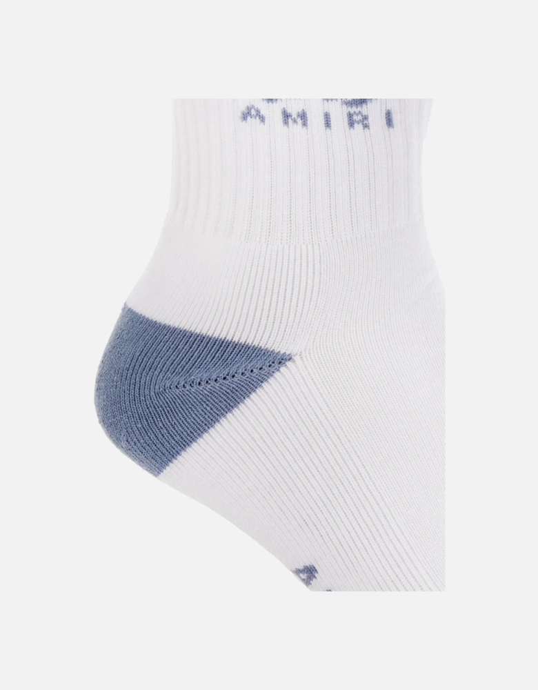 Stripe Socks in White/Dusty Blue