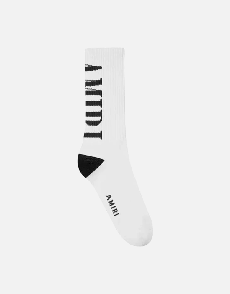 Vertical Logo Socks in White/Black