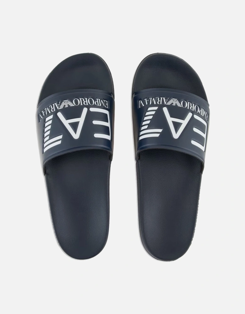 Emporio Armani Visibility Logo Slides Navy Blue