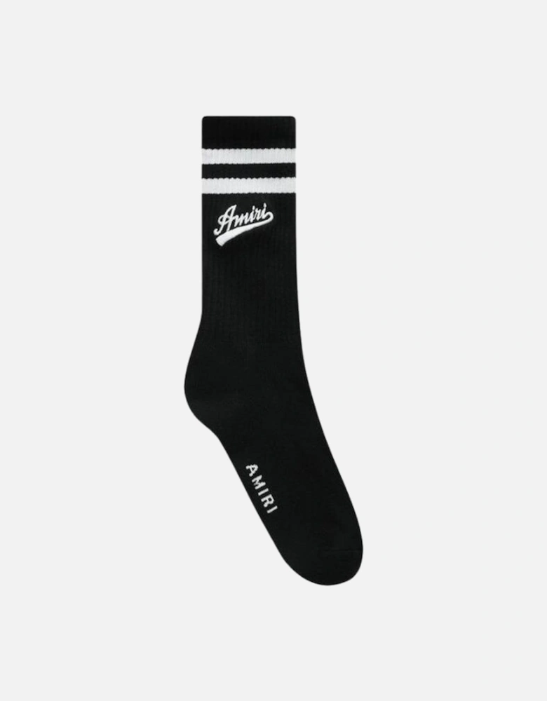 Varsity Script Socks in Black