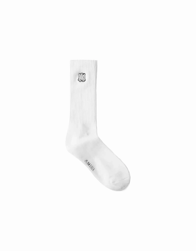 MA Embroidered Patch Socks in White