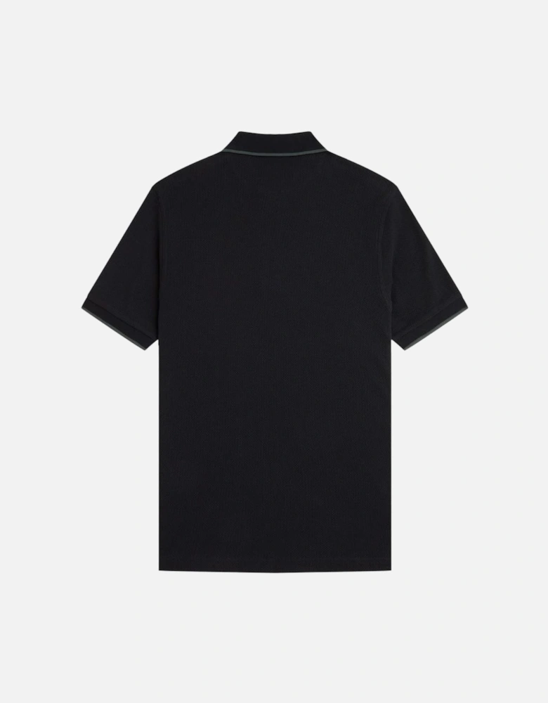 FP Textured Zip Neck Polo Shirt - Black