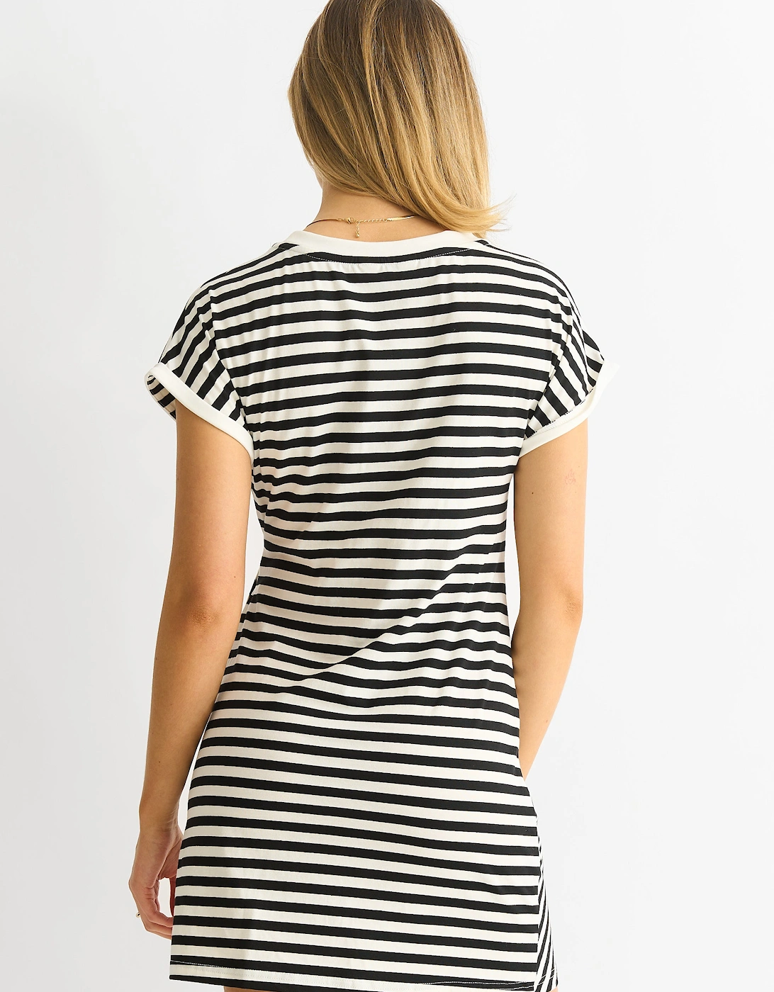 Black Stretch Stripe Mini Dress