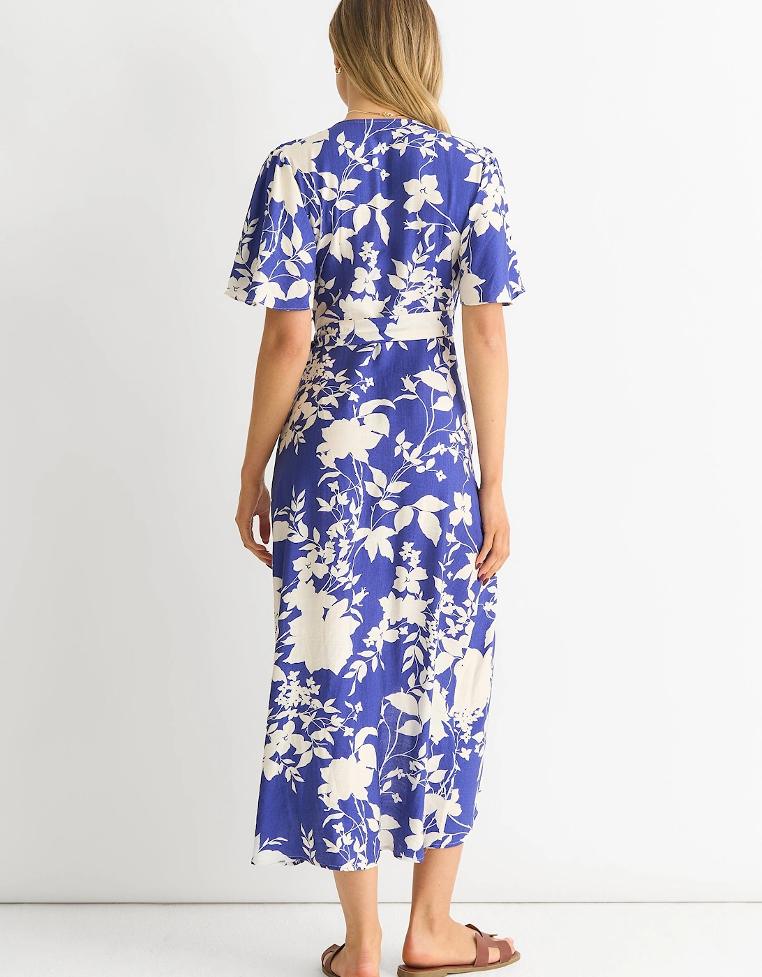 Viscose Floral Wrap Midi Dress