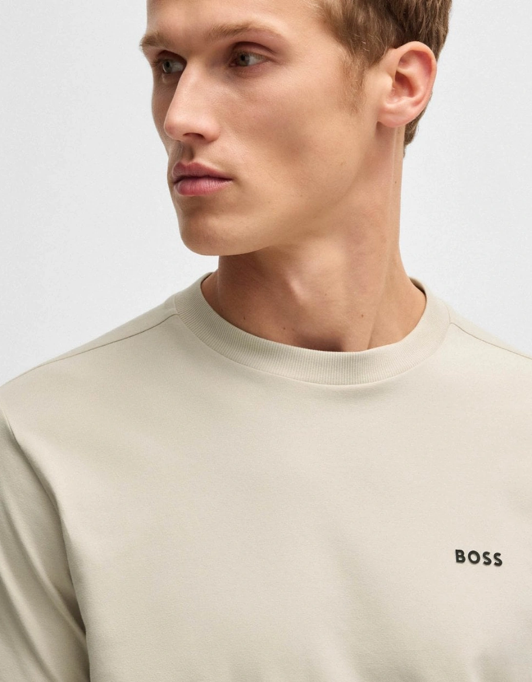 BOSS Green Tee Mens Stretch Cotton T-Shirt with Contrast Logo