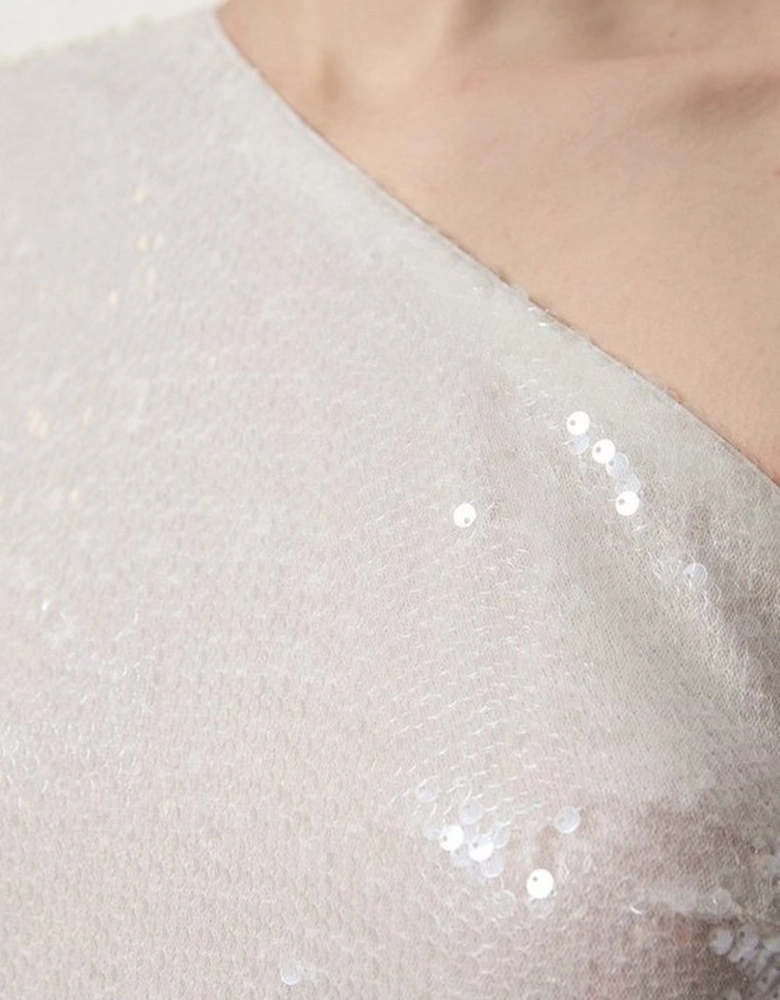 Liquid Shine One Shoulder Woven Sequin Dress