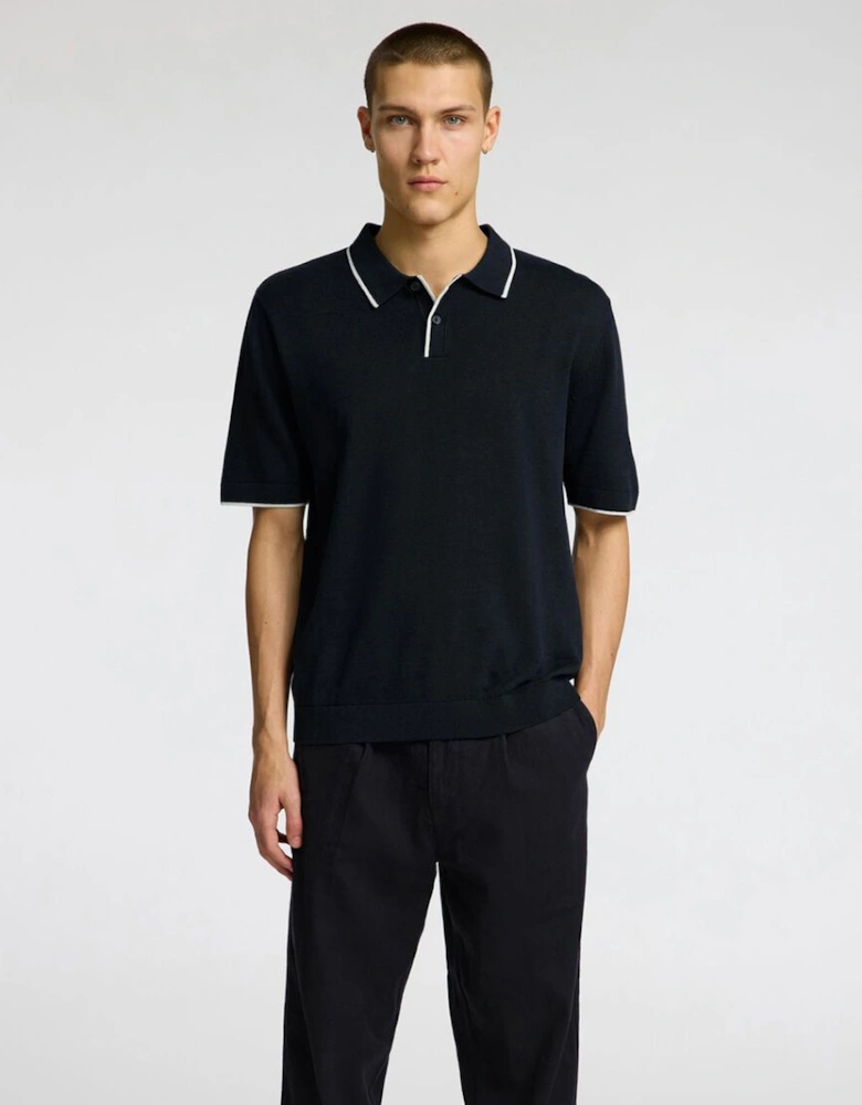 Homme Mattis Short Sleeve Knit Sun Polo Sky Captain/Egret