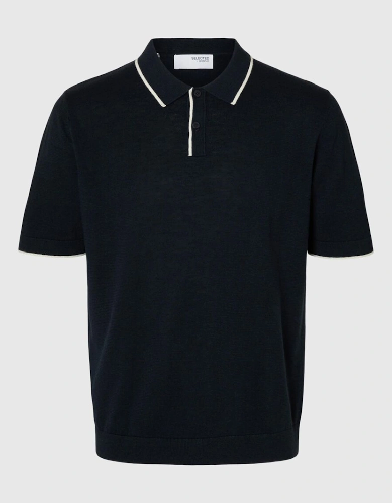 Homme Mattis Short Sleeve Knit Sun Polo Sky Captain/Egret