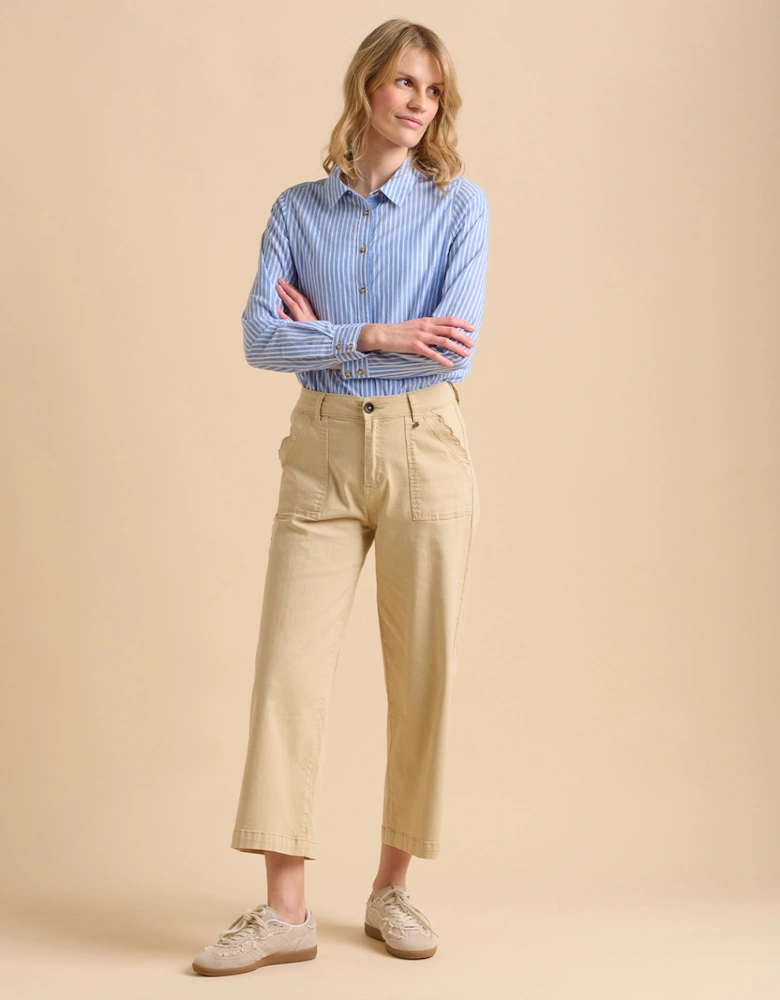 Women's Ankle Crop Wide Leg Trousers Stone