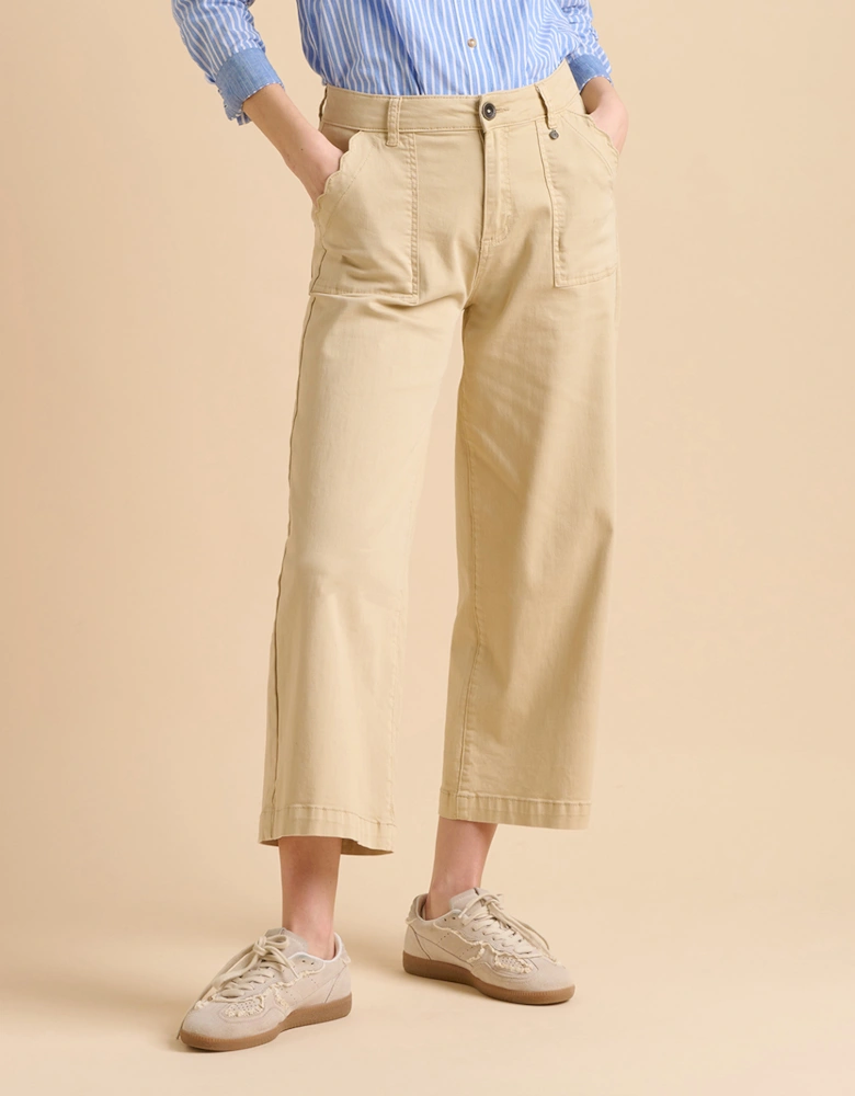 Women's Ankle Crop Wide Leg Trousers Stone