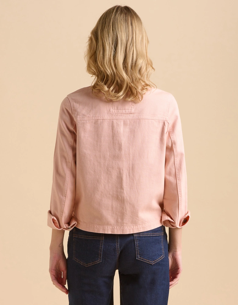 Women's Frill Neck Denim Jacket Pink