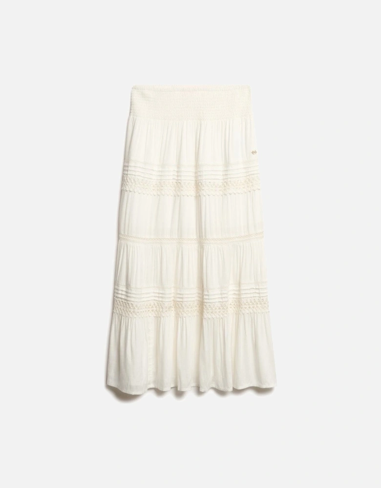 Women's Ibiza Lace Mix Maxi Skirt Off White