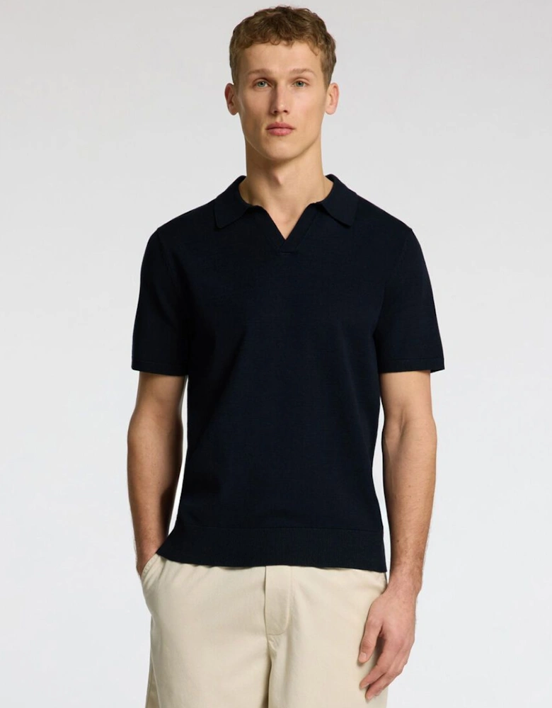 Homme Teller Short Sleeve Knit Polo Sky Captain