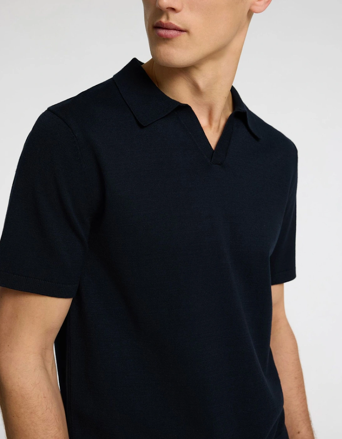 Homme Teller Short Sleeve Knit Polo Sky Captain