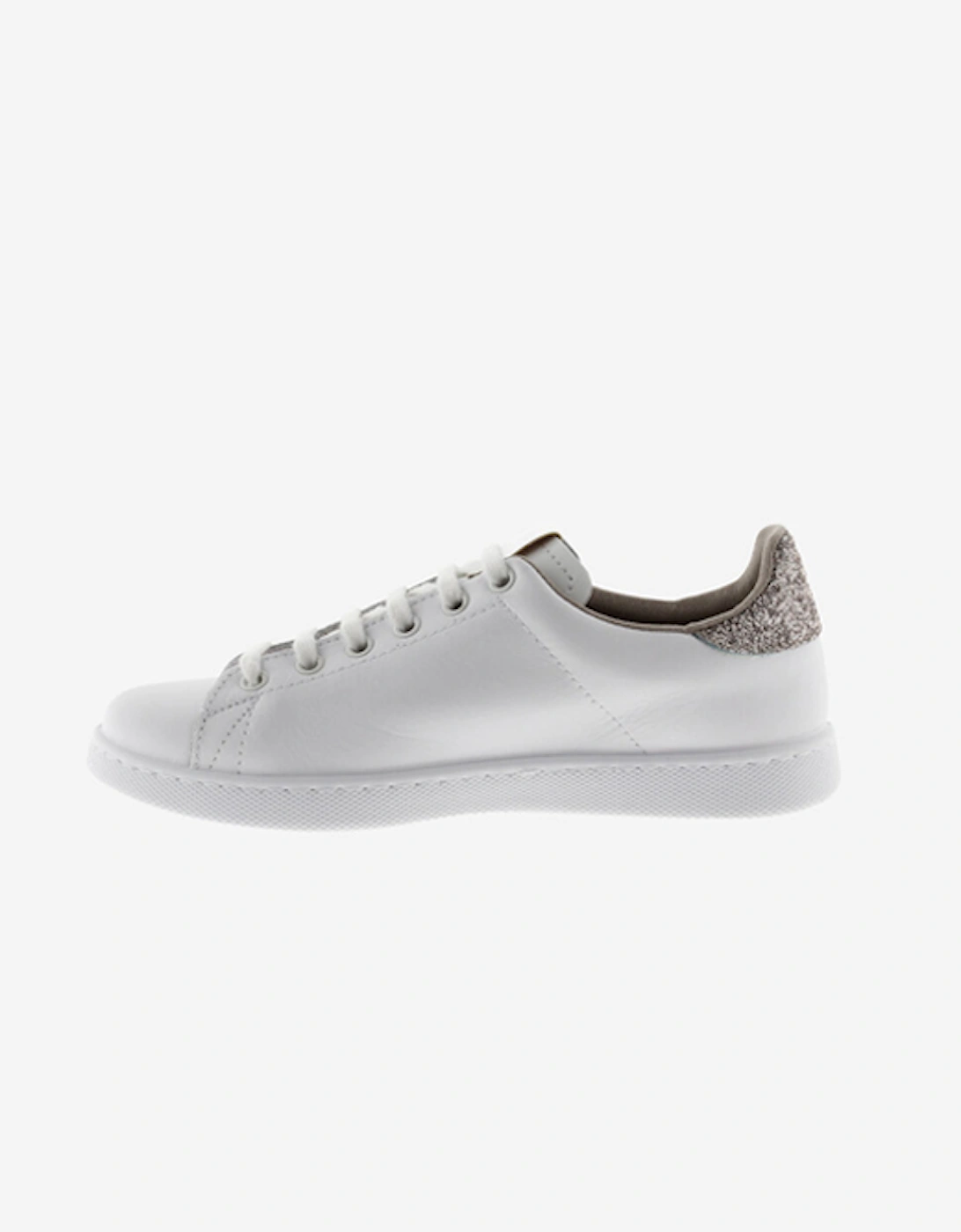 Women's Tenis Piel & Virutas Glitter Trainer Nude