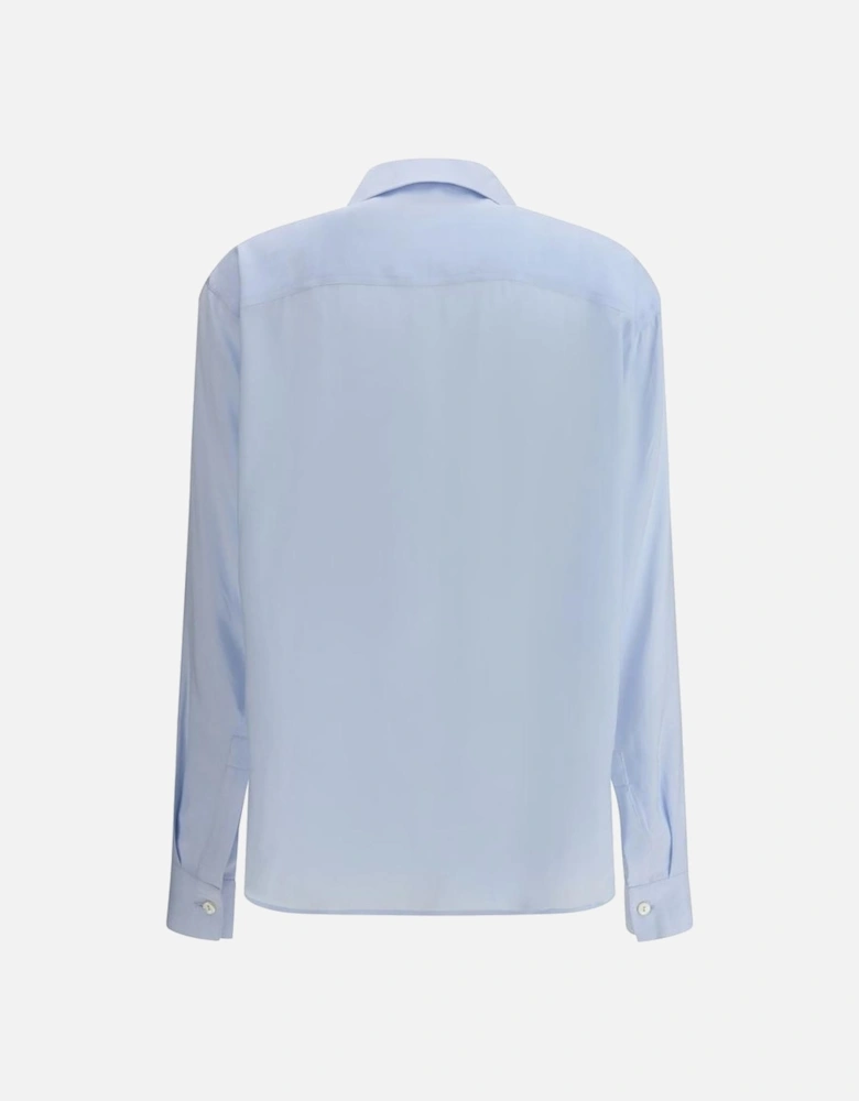 Classic Shirt with Floral Embroidery Women - Light Blue