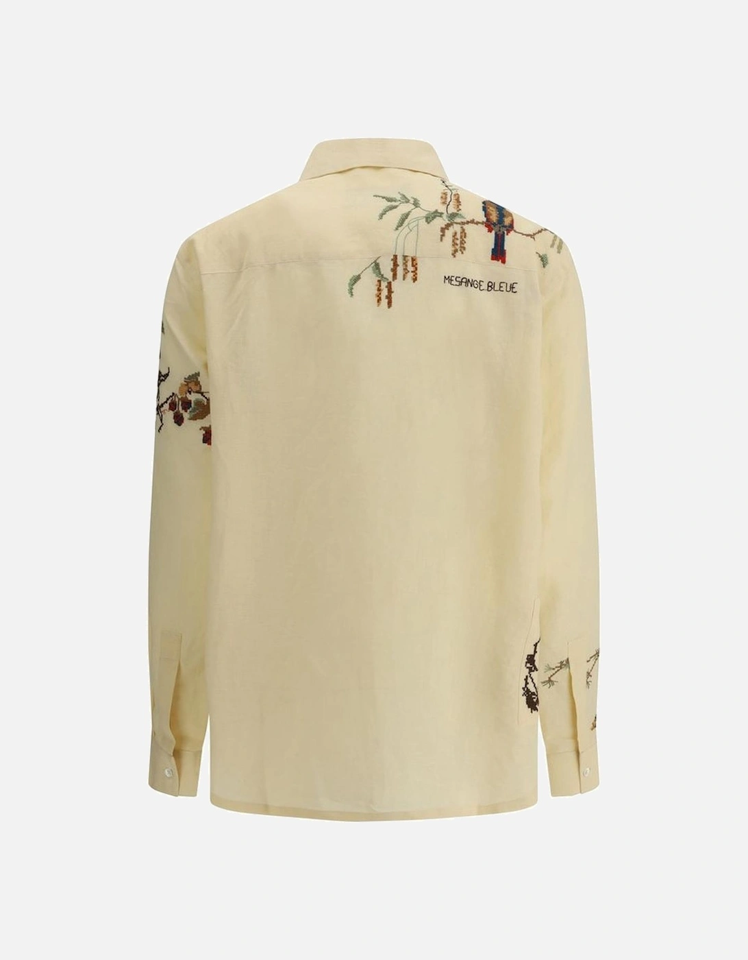 Embroidered Bird Cross-Stitch Avian Shirt Women - Yellow