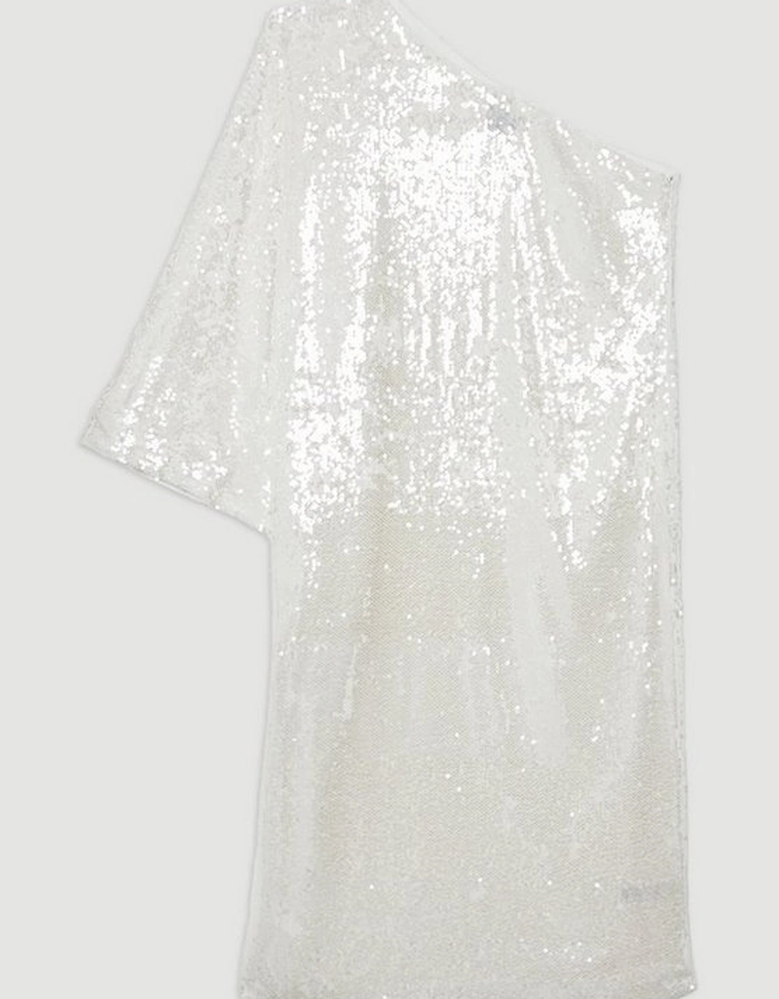 Plus Size Liquid Shine One Shoulder Woven Sequin Dress