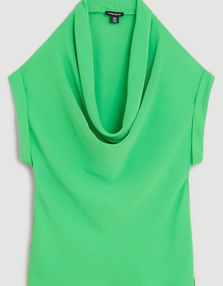 Cowl Neck Woven Crepe Top