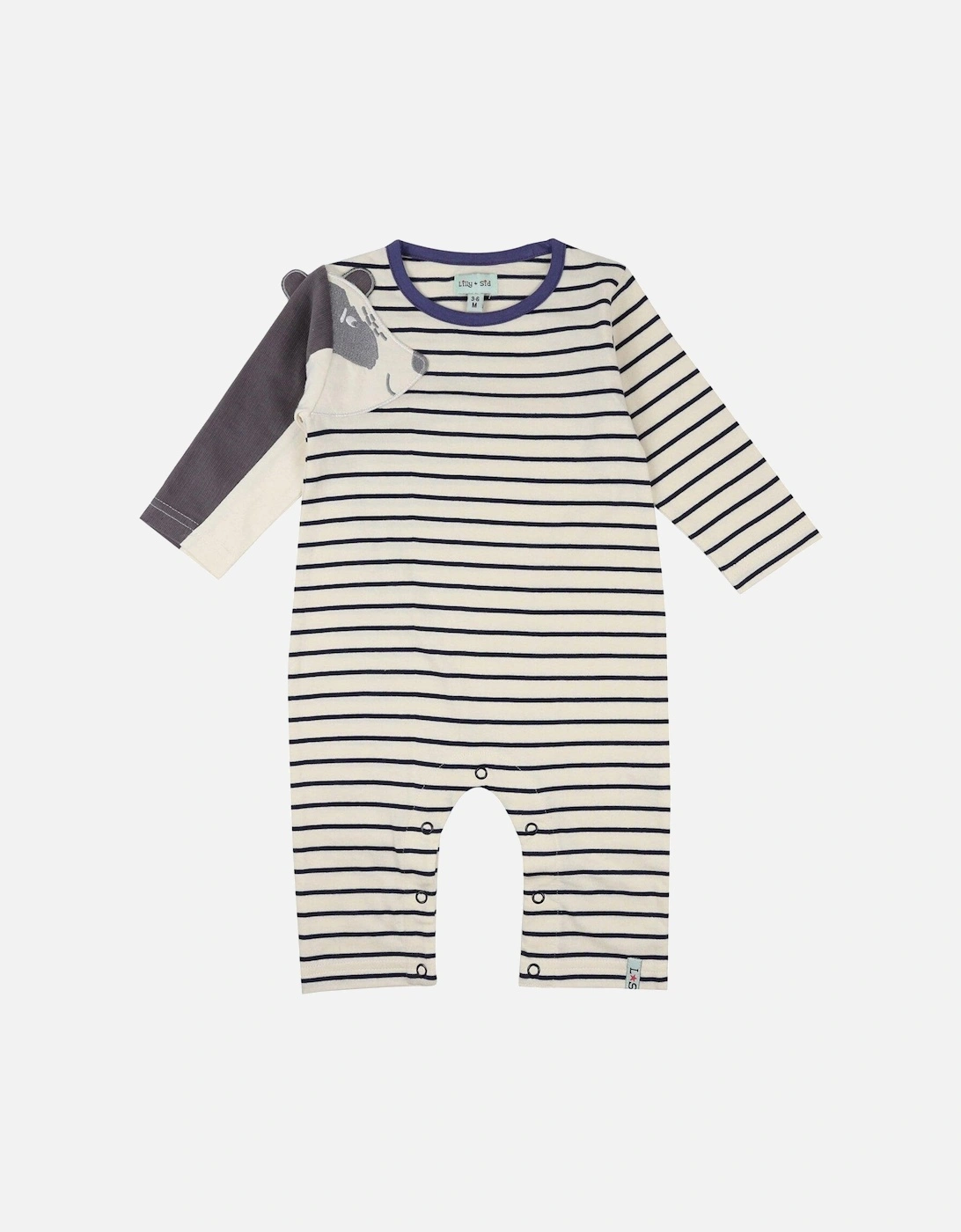 Baby Boys Badger Sleeve Stripe Playsuit - Mono, 2 of 1