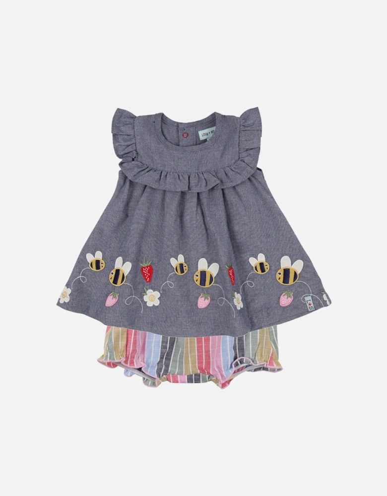 Baby Girls Busy Bee Dress & Bloomer Set - Multi