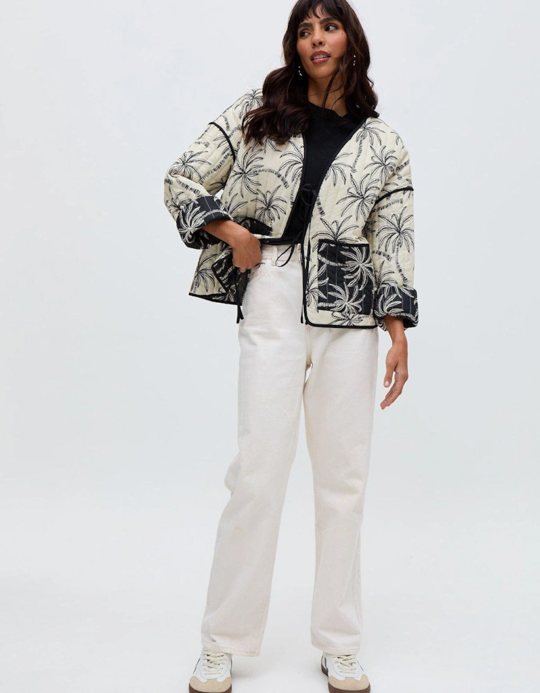 Felicity Palm Print Reversible Jacket In Multi