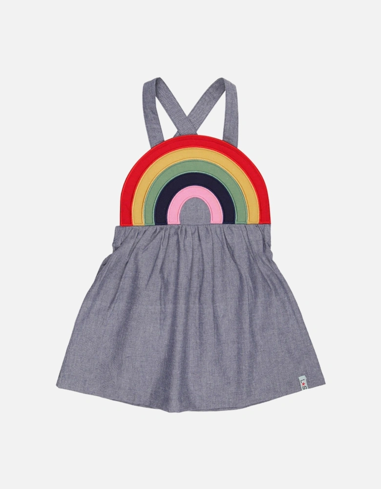 Girls Rainbow Stripe Bib Pini Dress - Multi