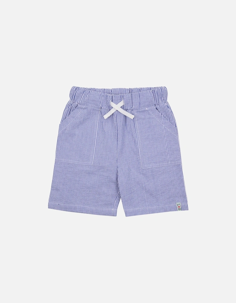 Boys Blue Stripe Woven Shorts - Blue