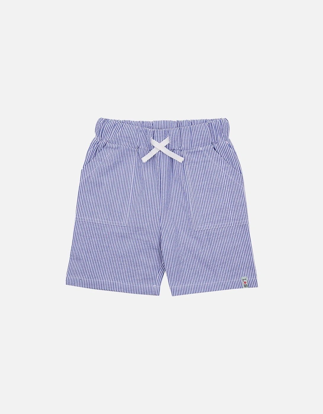 Boys Blue Stripe Woven Shorts - Blue, 2 of 1