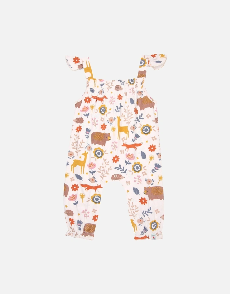 Baby Girls Animals Dungarees - Multi