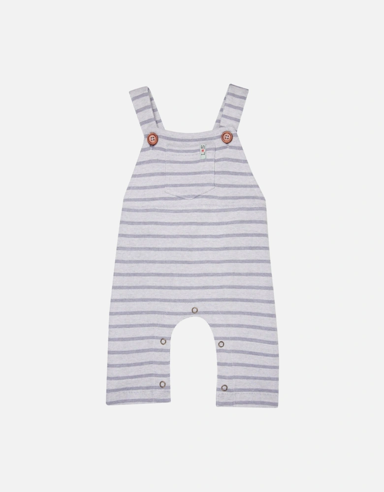 Baby Boys Textured Stripe Dungarees - Blue