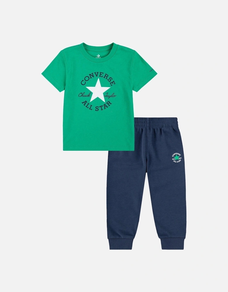 Kids Boys S/s Chuck Patch T-shirt And Jogger Set - Navy/green