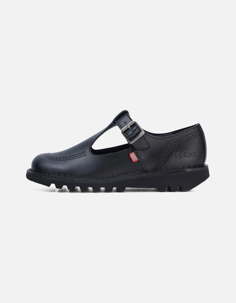 Kick T Bar Leather Shoe - Black