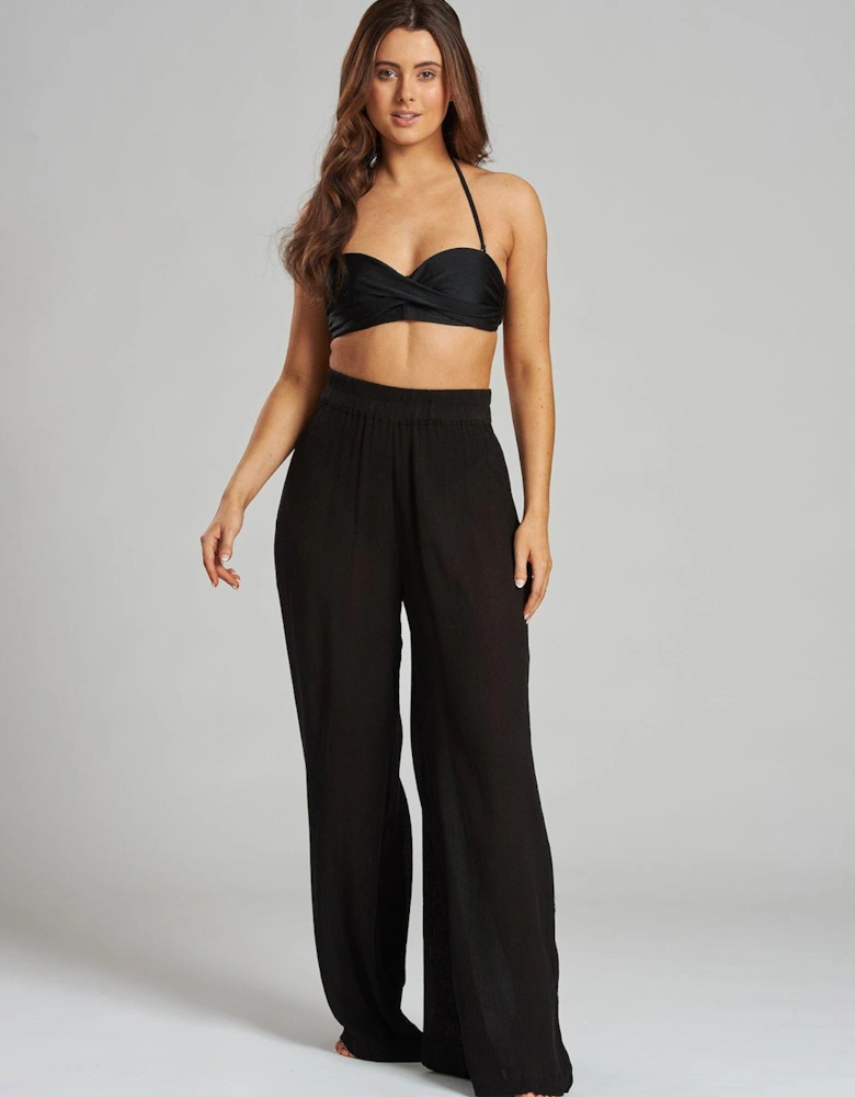 Crinkle Vicose Wide Leg Trousers