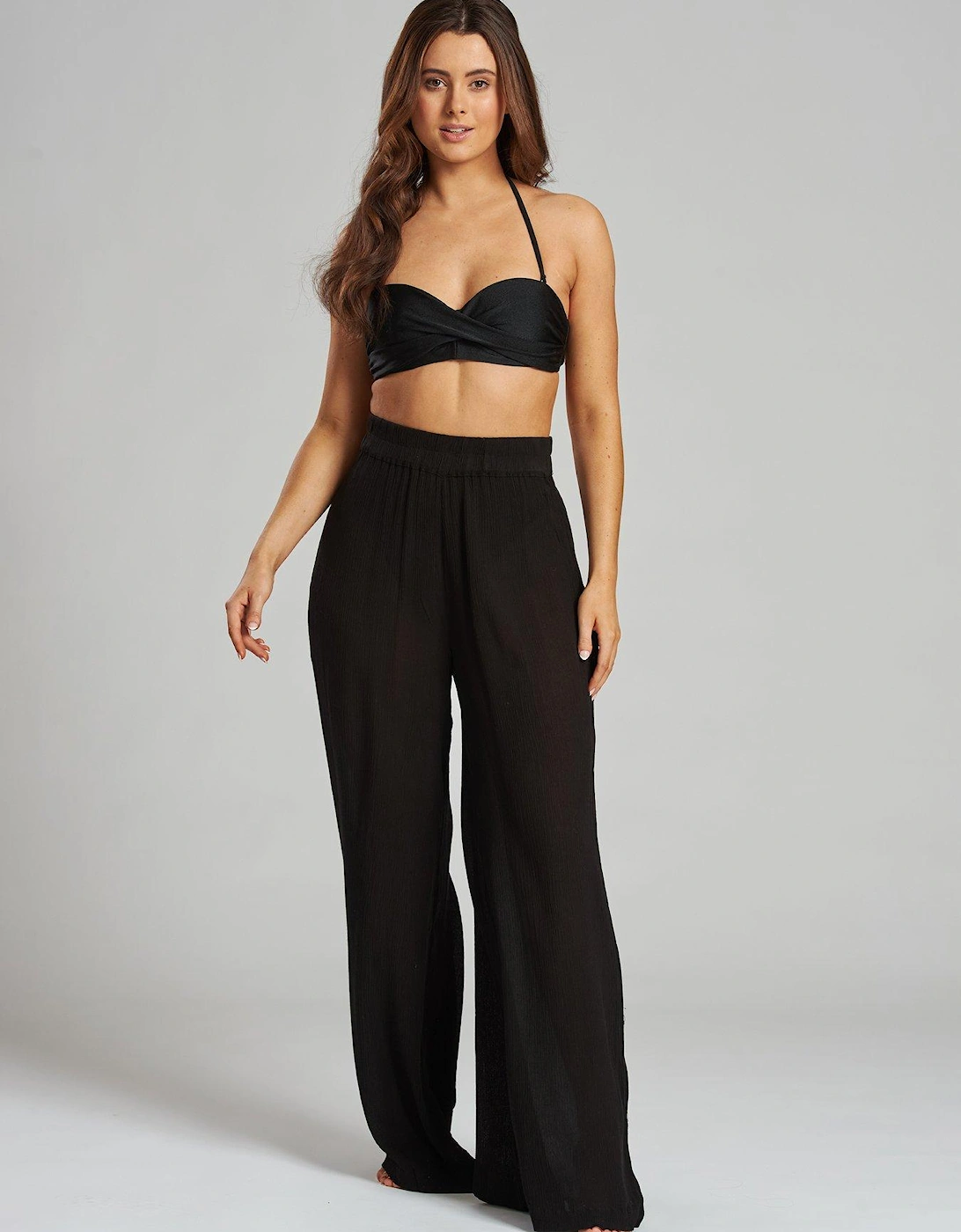 Crinkle Vicose Wide Leg Trousers, 2 of 1