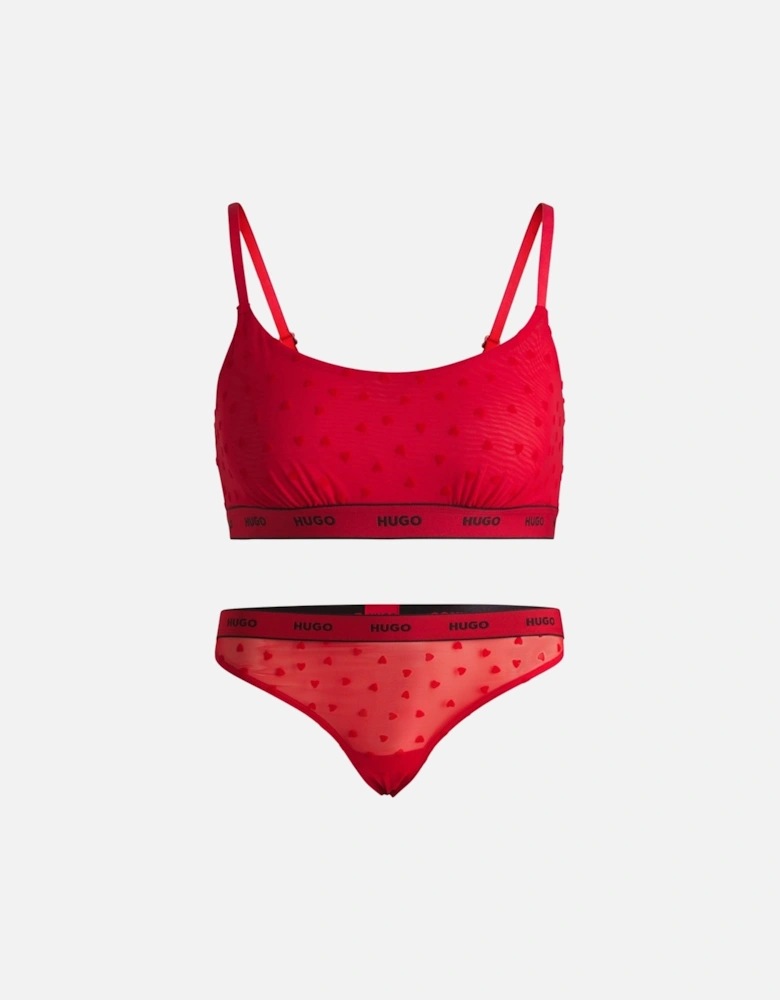 Hearts Lace Bralette & Thong Gift Set, Red