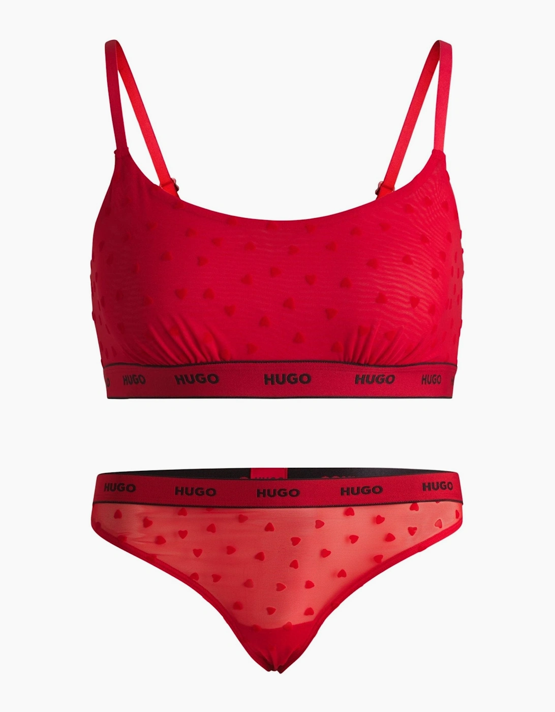 Hugo Boss Women's Hearts Lace Bralette & Thong Gift Set, Red - Size: M