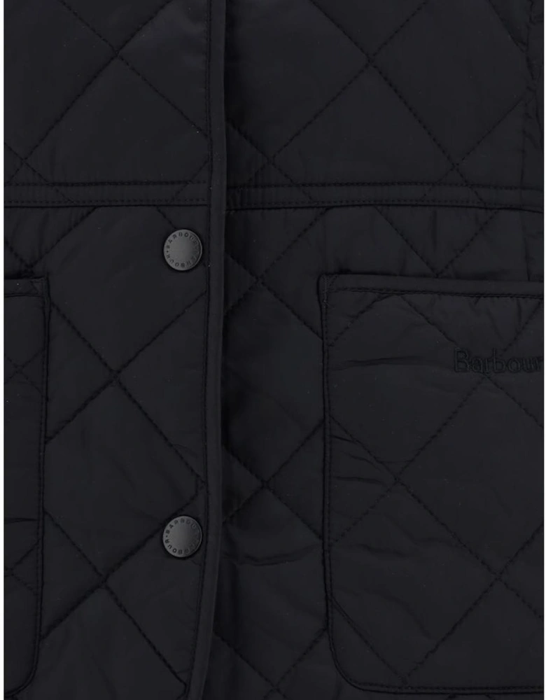Deveron Quilted Jacket with Velvet Ribbed Collar Women - Black Jackets