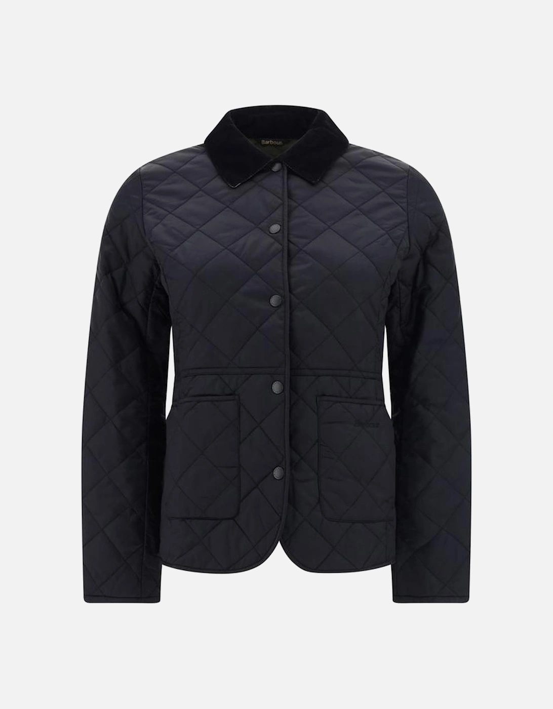 Deveron Quilted Jacket with Velvet Ribbed Collar Women - Black Jackets, 4 of 3