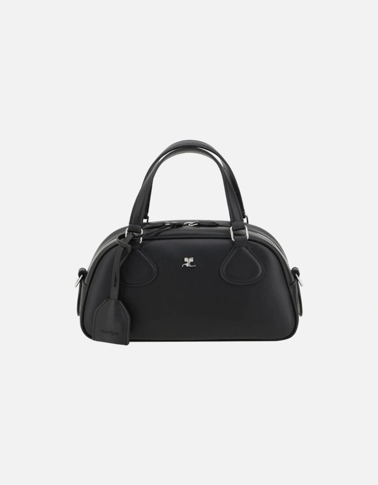 Elegant Leather Handbag with Adjustable Strap Women - Black