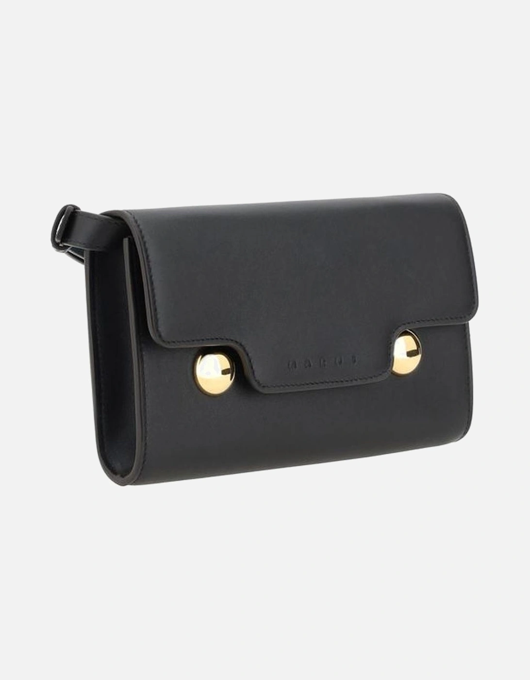 Leather Shoulder Bag with Golden Details Women - Black