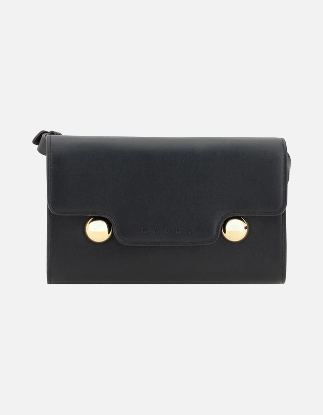 Leather Shoulder Bag with Golden Details Women - Black, 5 of 4