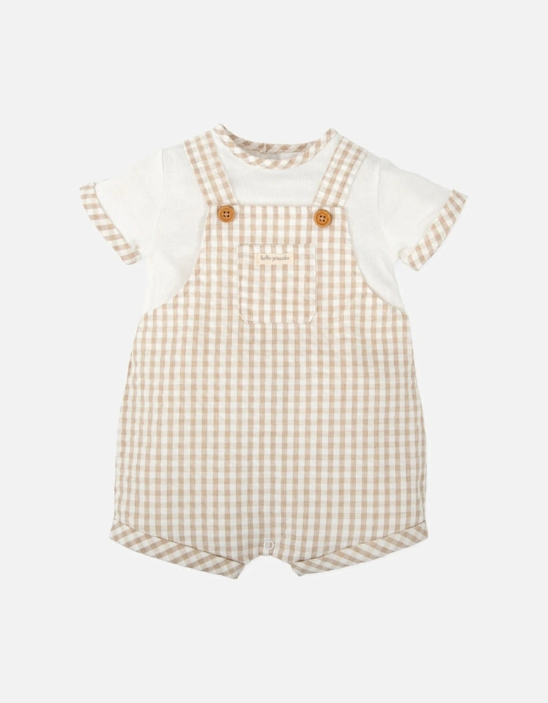 Boys Beige Gingham Romper