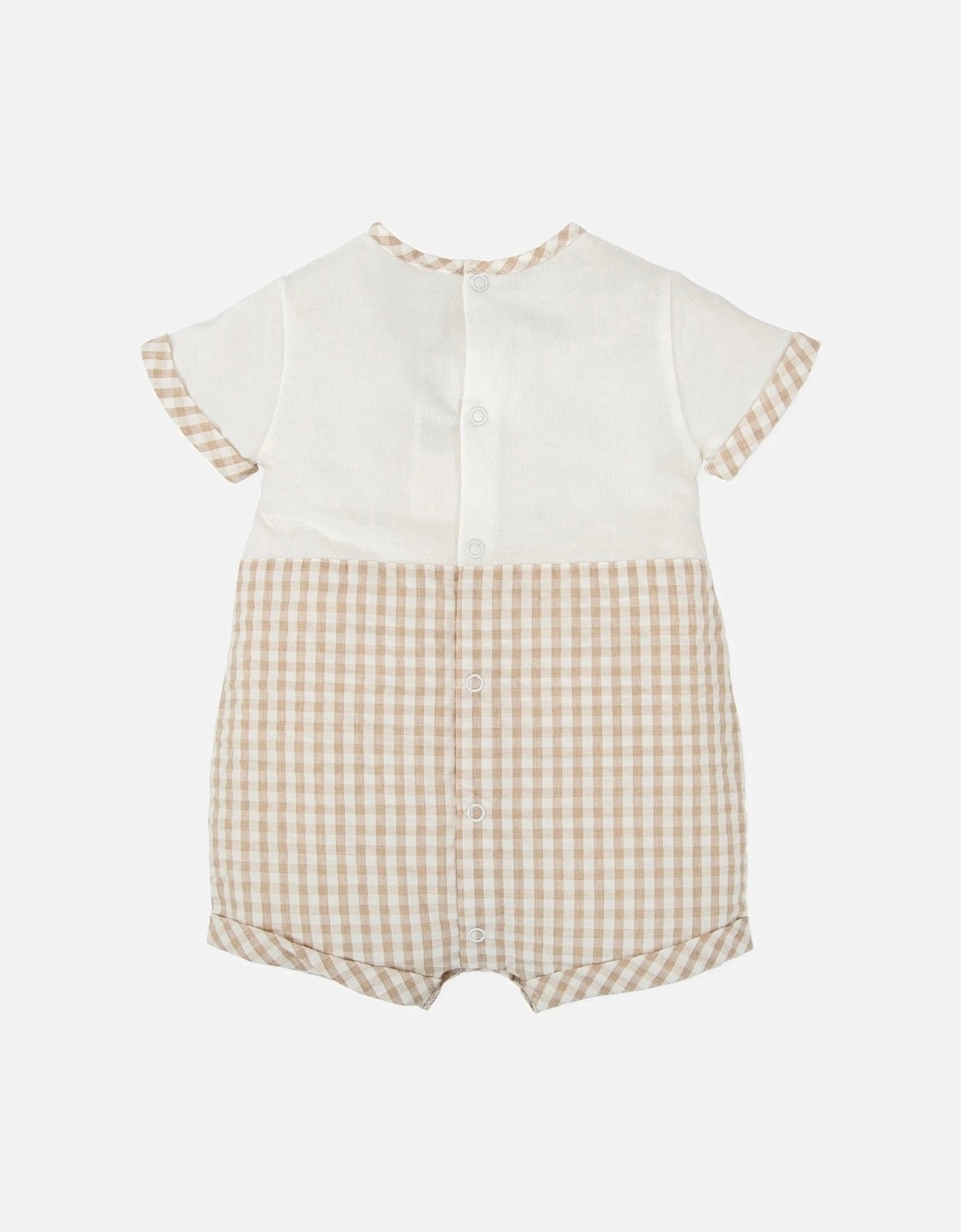 Boys Beige Gingham Romper