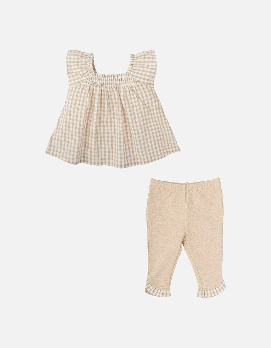 Girls Beige Gingham Legging Set