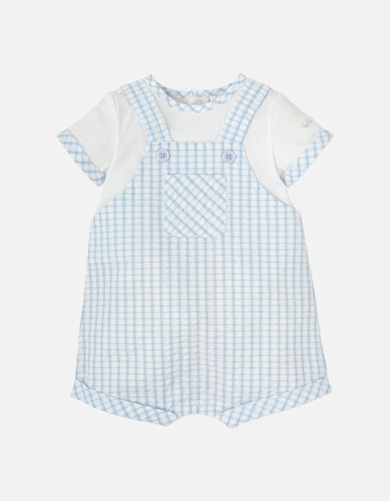 Boys Pale Blue Gingham Romper