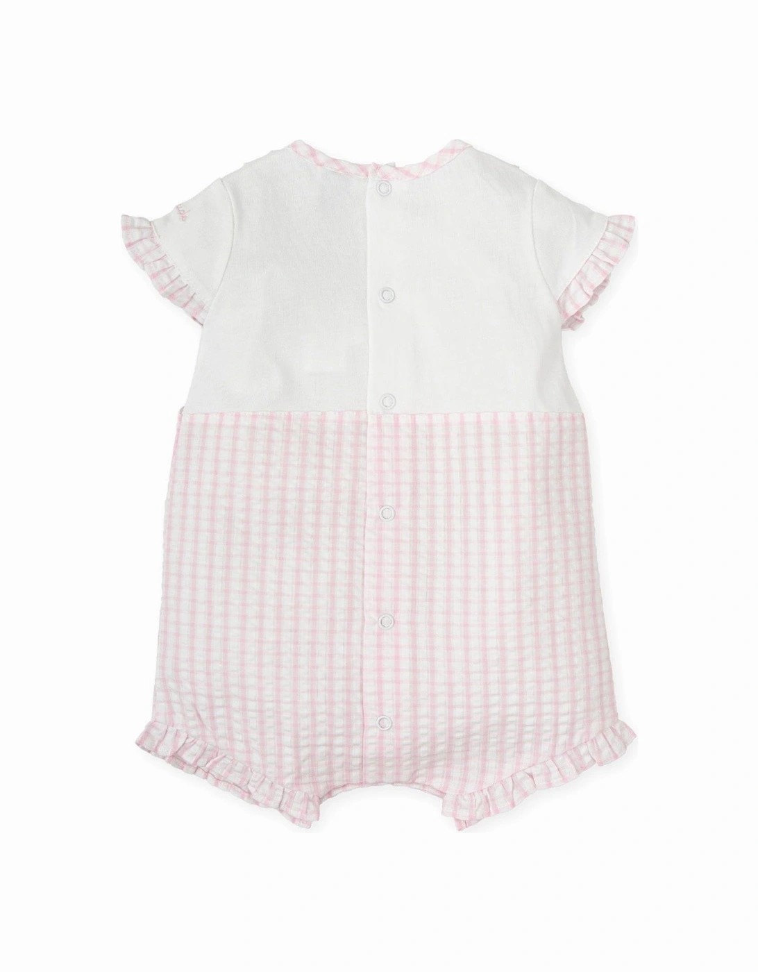 Girls Pale Pink Gingham Romper