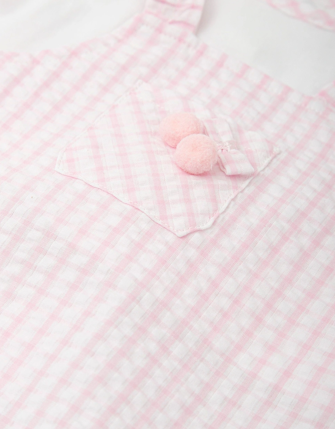 Girls Pale Pink Gingham Romper