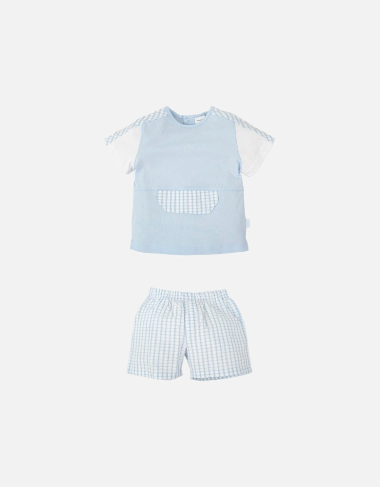 Boys Pale Blue Gingham Short Set