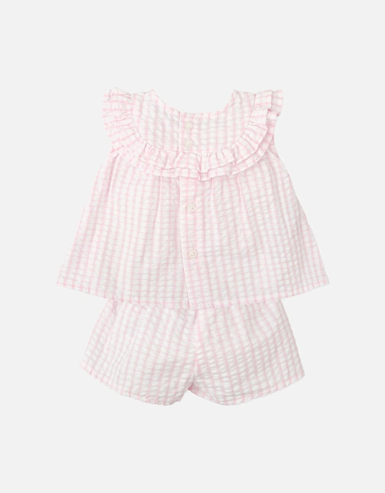 Girls Pale Pink Gingham Short Set